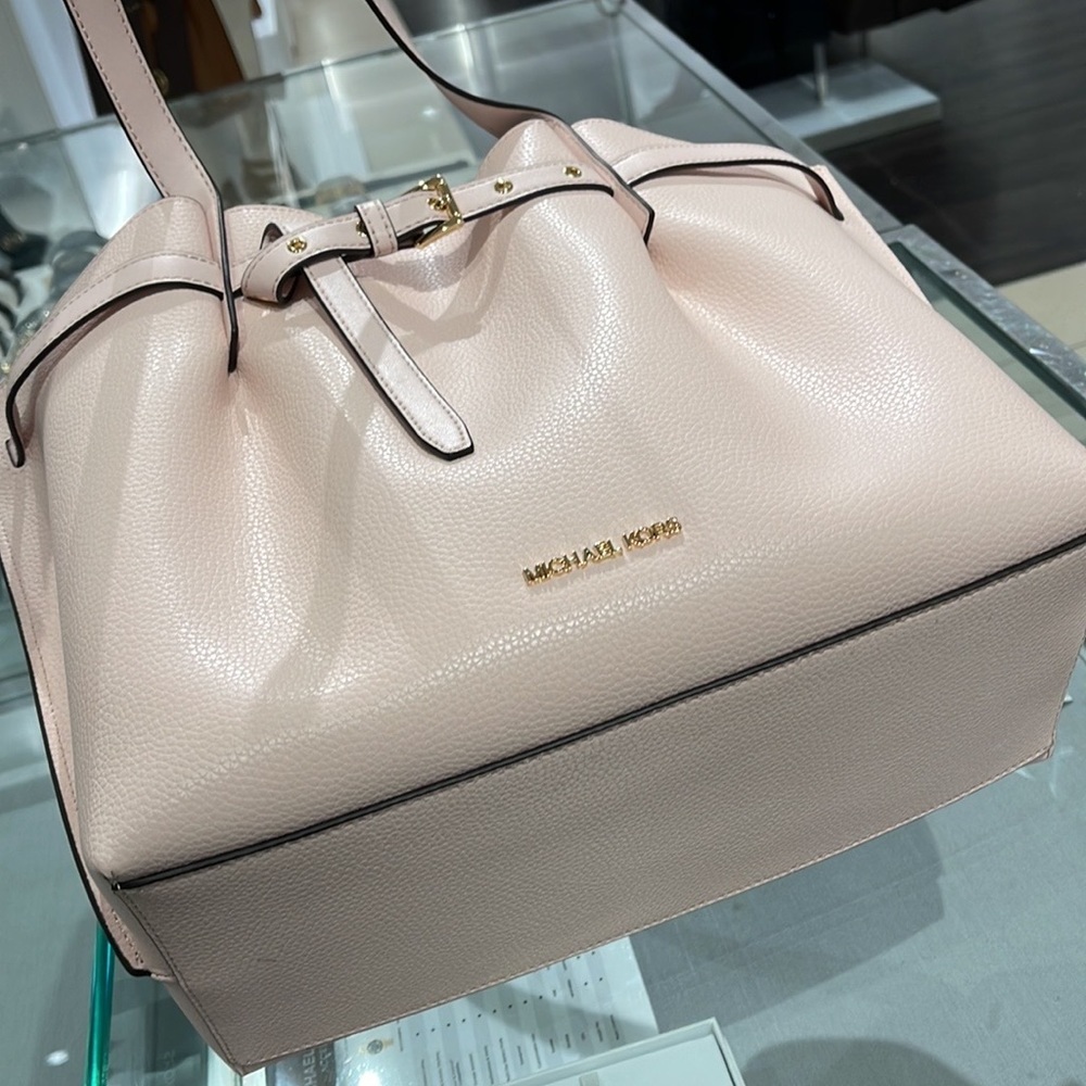 MICHAEL KORS Emilia Large Pebbled Leather Tote Bag POWDER BLUSH COLOR - Picture 5 of 16